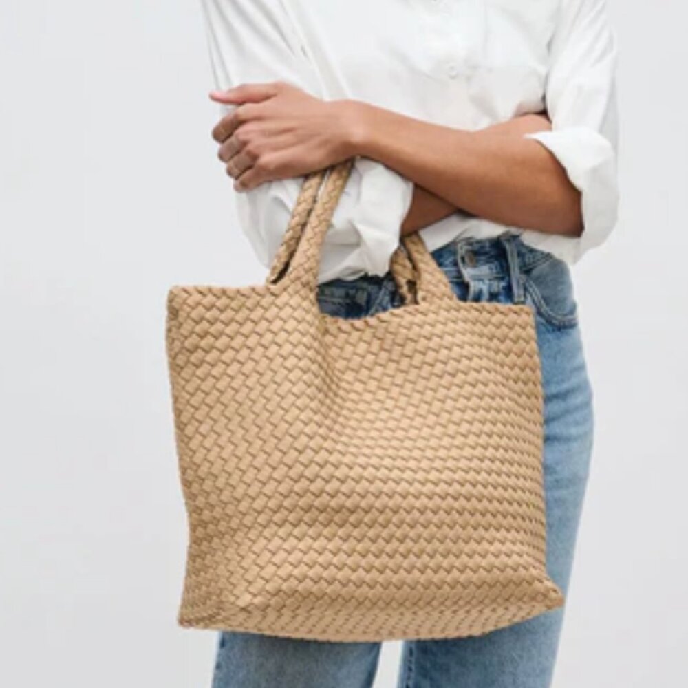 Woven Tote Bag Womens Purse Vegan Leather Shoulder Handbags Fashion Summer Beach - Picture 9 of 17